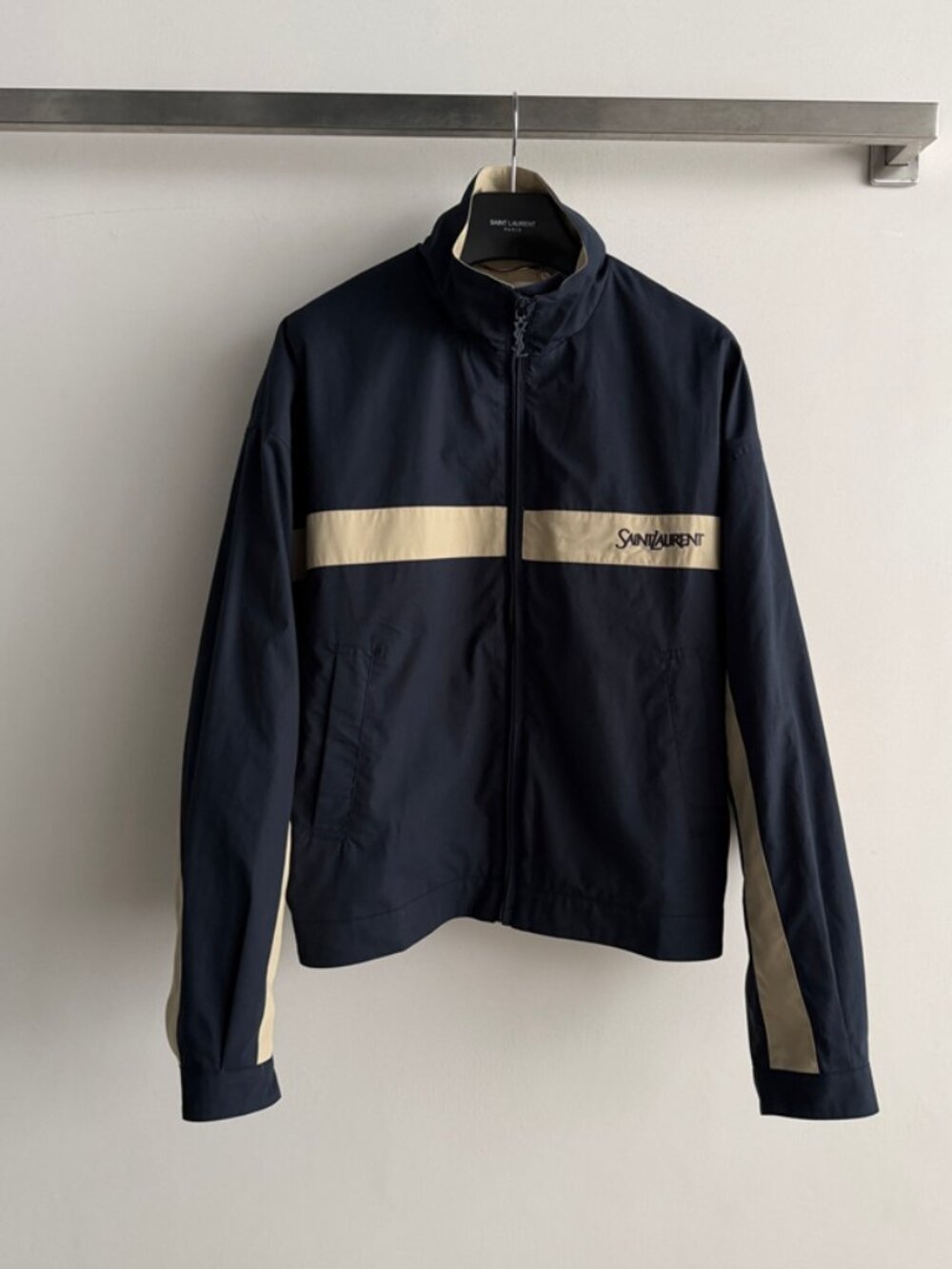 Saint Laurent Striped Navy Windbreaker Jacket